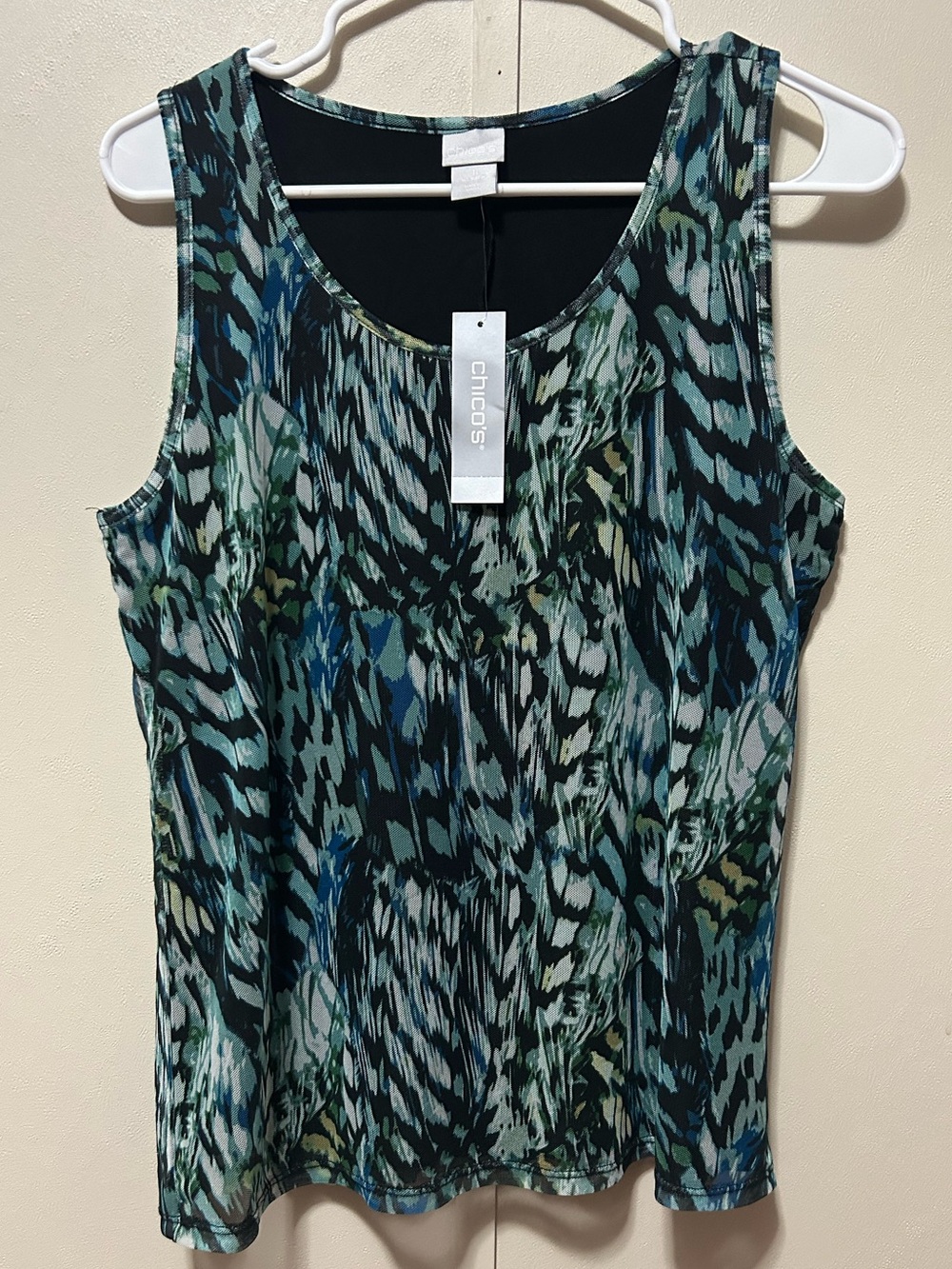 Chico's Teal and Green Abstract Sleeveless Tank